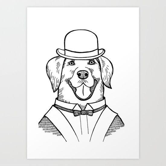 550x550 Portrait Of A Labrador Retriever With A Bowler Hat Art Print By
