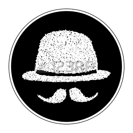450x450 Simple Hand Drawn Doodle Of A Bowler Hat And Moustache Royalty
