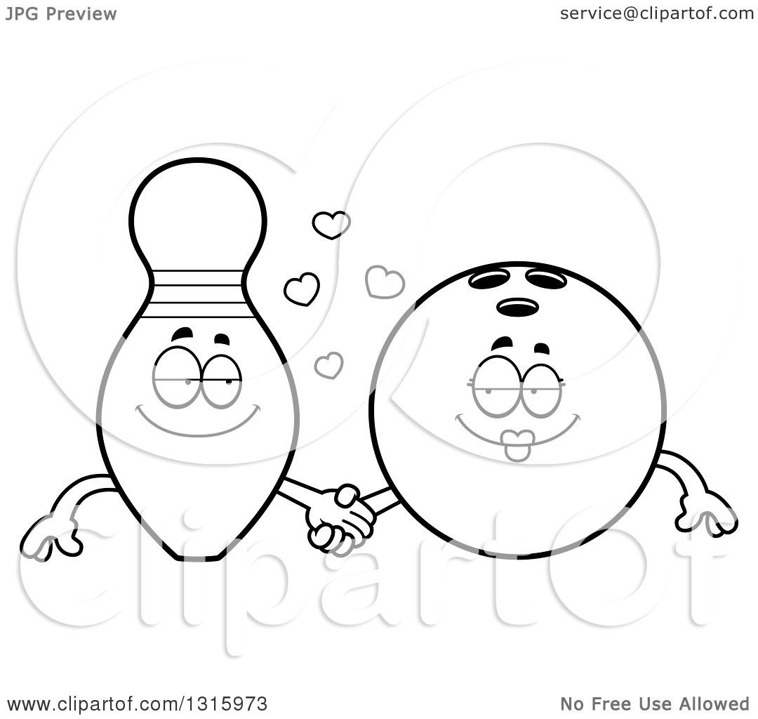 1080x1024 Lineart Clipart Of Cartoon Black And White Bowling Ball And Pin