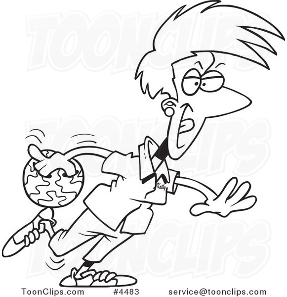 581x600 Cartoon Black And White Line Drawing Of A Bowling Lady