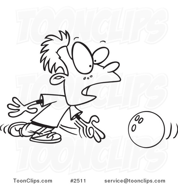 581x600 Cartoon Black And White Line Drawing Of A Boy Bowling