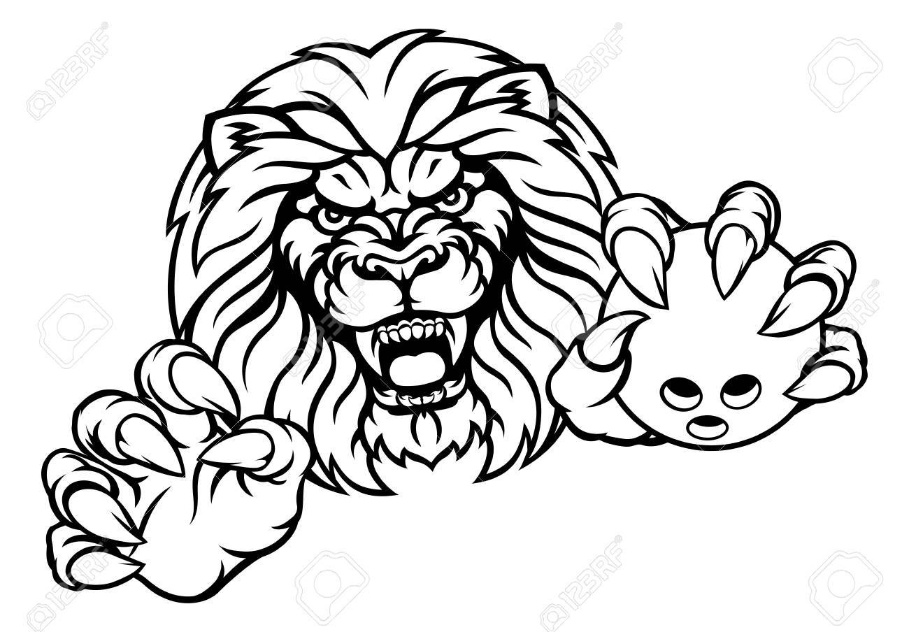 1300x904 Lion Bowling Ball Sports Mascot Royalty Free Cliparts, Vectors