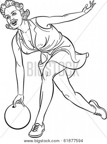 349x470 Pretty Girl Playing Bowling. Vector Amp Photo Bigstock
