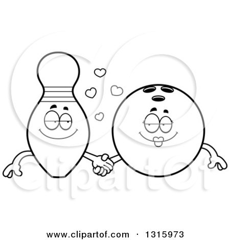 450x470 Lineart Clipart Of A Cartoon Black And White Scared Bowling Pin