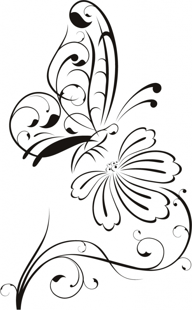 634x1024 Drawing Of Flowers And Butterflies Flowers And Butterflies