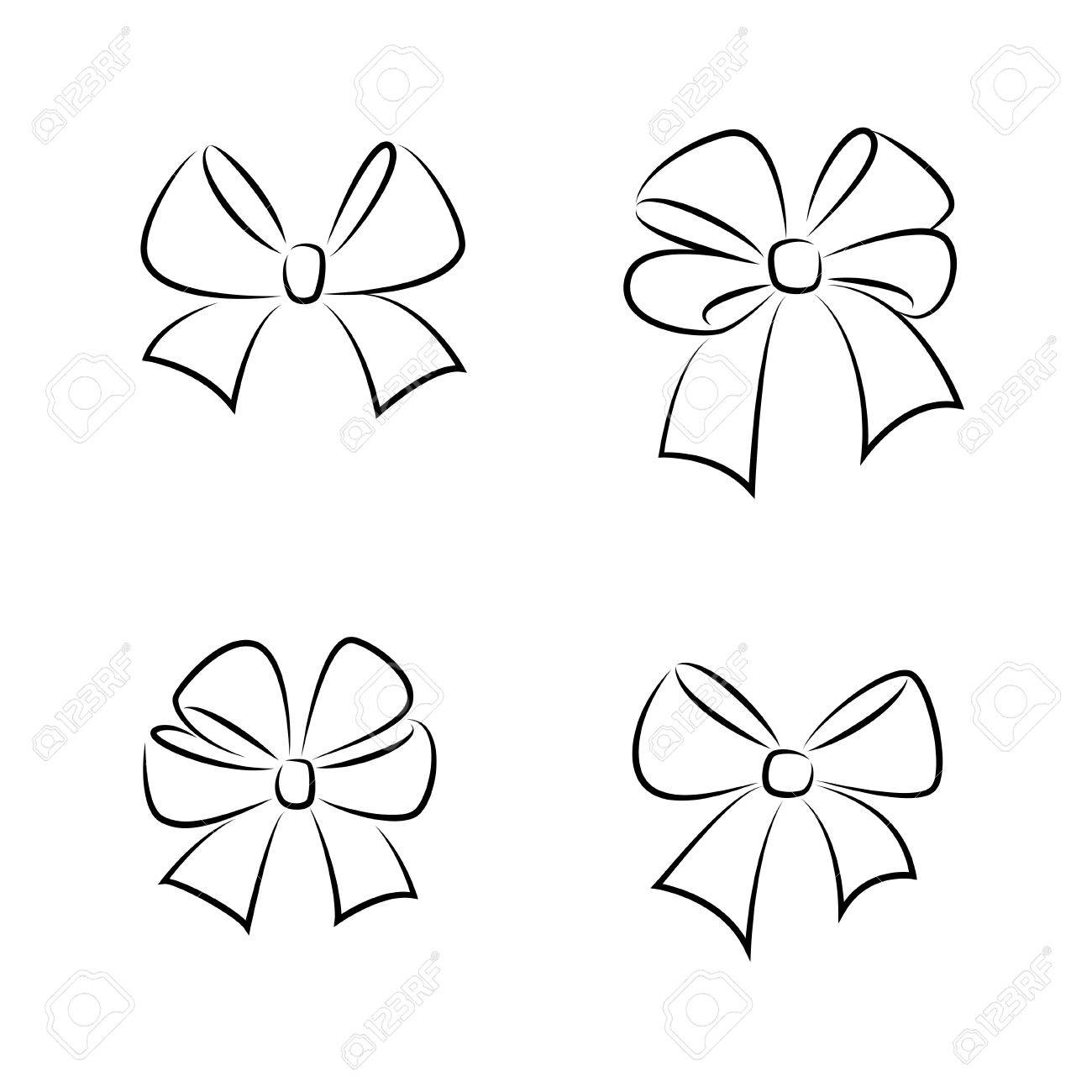 1300x1300 Sketch Gift Bows. Hand Drawn Graphic Elements For Your Design
