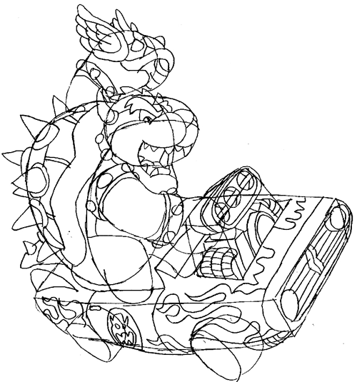 500x535 How To Draw Bowser Driving A Car And Throwing A Koopa From Mario