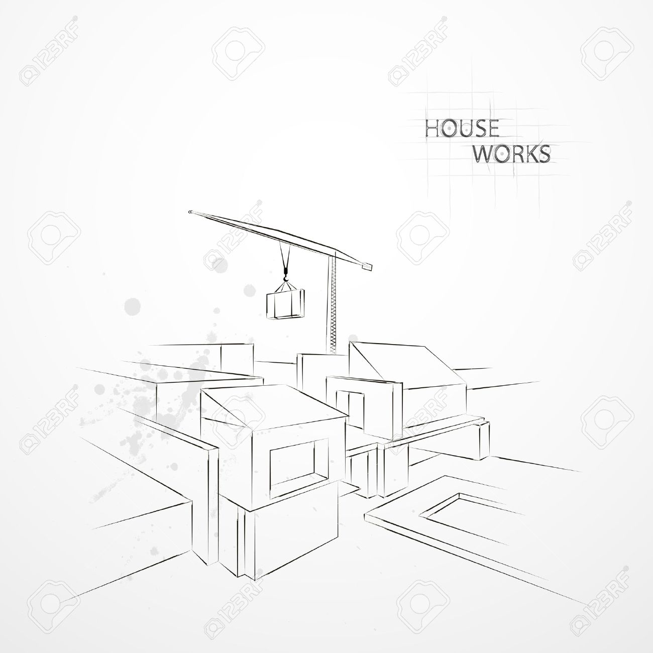 1300x1300 Sketch Drawing Construction. Drawn At Home In The Perspective