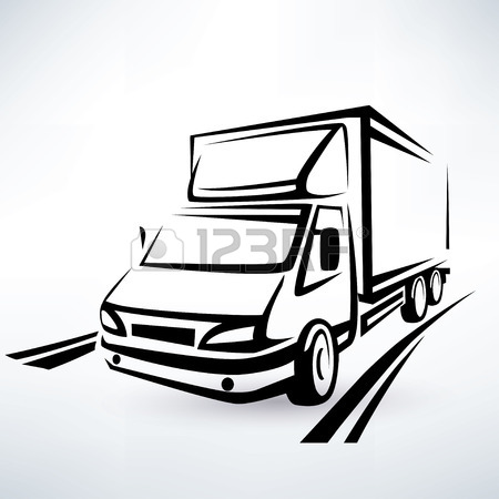 450x450 Europian Truck Outlined Vector Symbol Royalty Free Cliparts