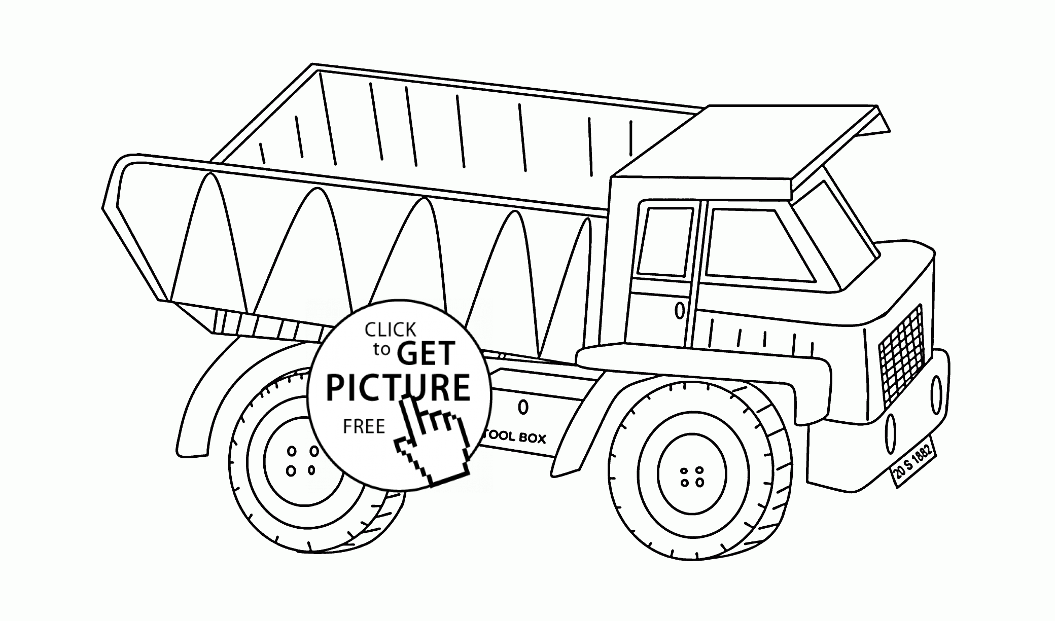 2080x1225 Large Dump Truck Coloring Page For Kids, Transportation Coloring
