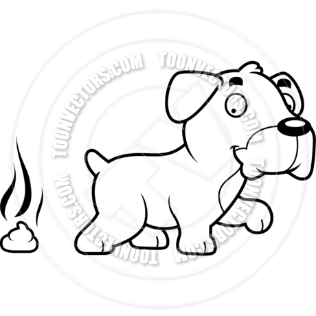 460x460 Cartoon Boxer Dog Poop (Black And White Line Art) By Cory Thoman