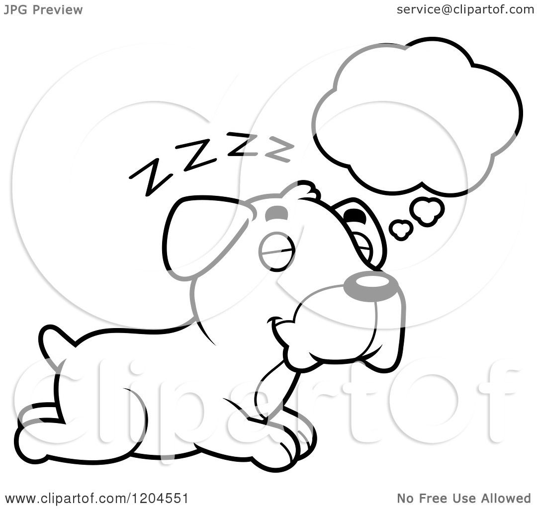 1080x1024 Cartoon Of A Black And White Cute Boxer Puppy Dog Dreaming