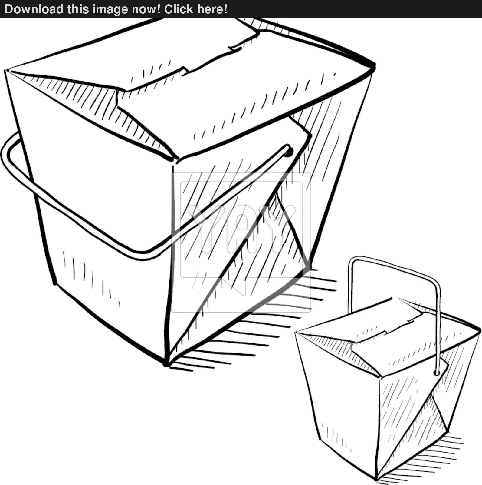 1593x1600 Chinese Take Out Boxes Vector Sketch Vector