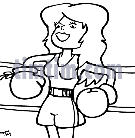 448x457 Free Drawing Of Boxer Lady Bw From The Category Sports