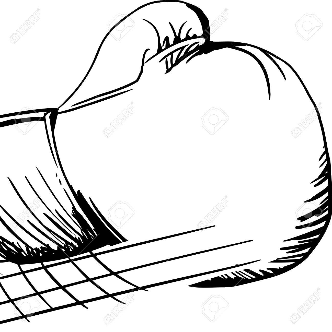 1299x1300 Outlined Cartoon Single Boxing Glove In Motion Royalty Free