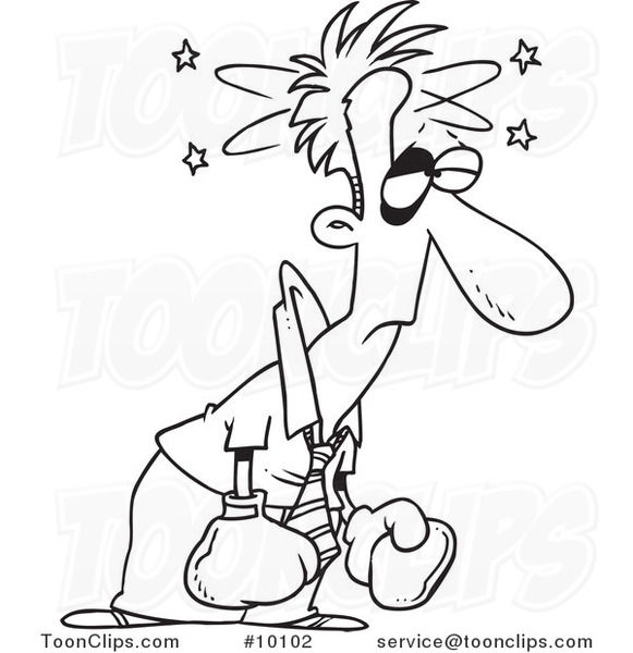 581x600 Cartoon Black And White Line Drawing Of A Black Eyed Business Man