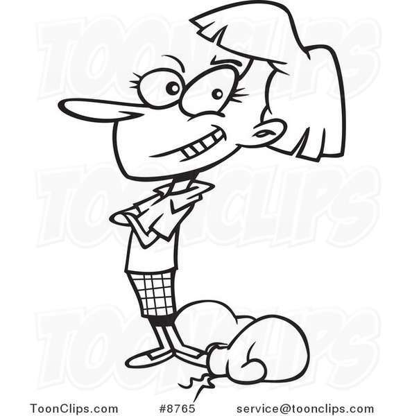 581x600 Cartoon Black And White Line Drawing Of A Confident Business Woman