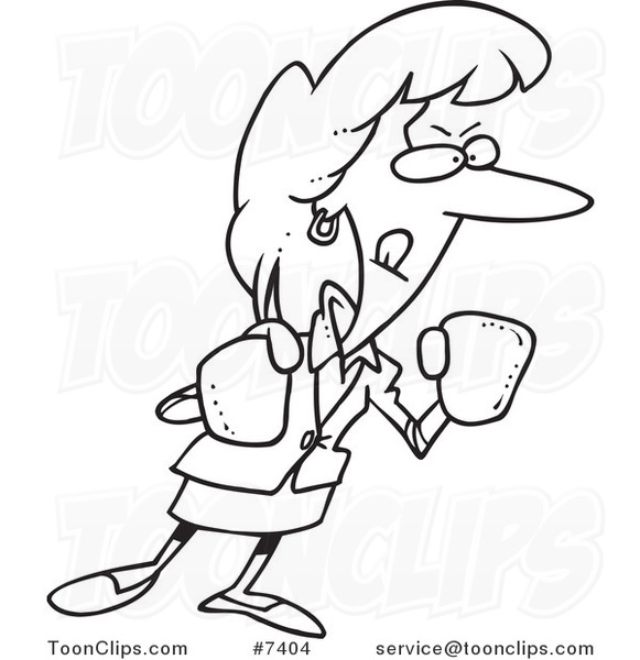 581x600 Cartoon Black And White Line Drawing Of A Feisty Business Woman