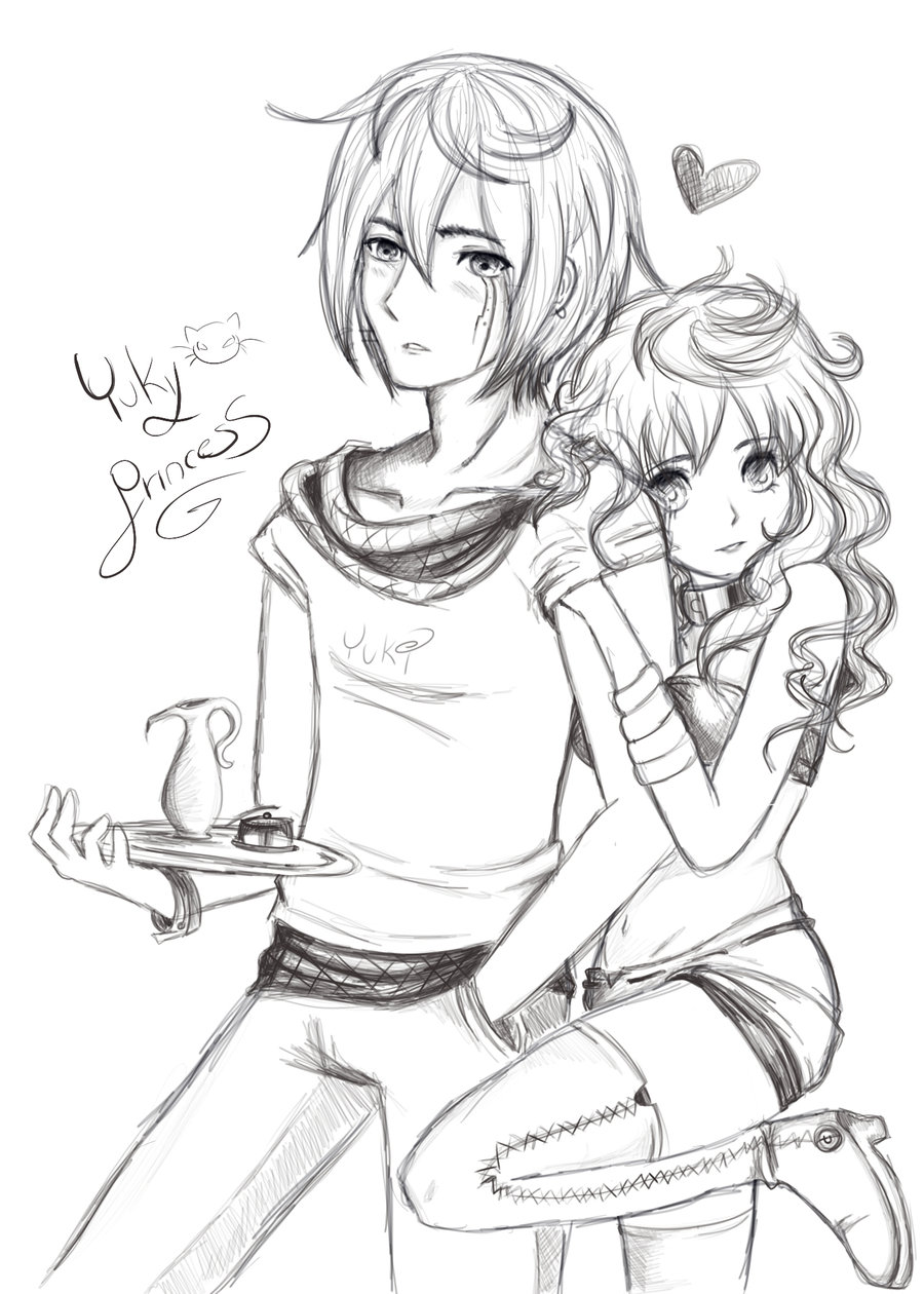 900x1260 Sketch Boy And Girl By Yukiprincess