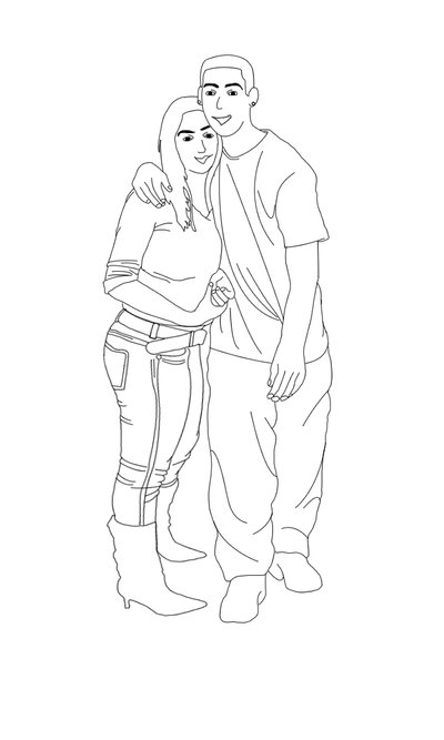 400x667 Boy Girl Hugging Line Art By Sweetoothdesignz