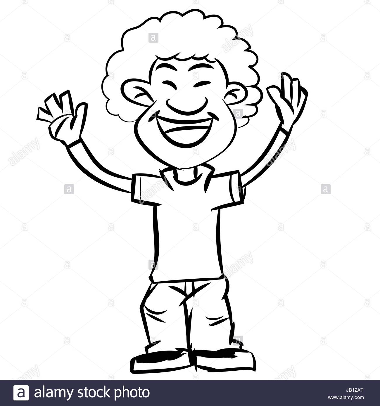 1300x1390 Line Drawing A Cartoon Of Smiling Afro Boy, And Drawn Teen Make