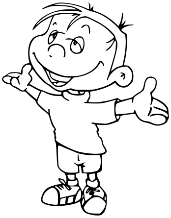 348x445 Here I Am Boy Cartoon Bw