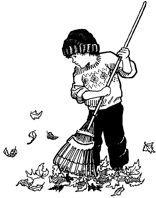 541x688 Coloring A Good Boy Collects Leaves Picture