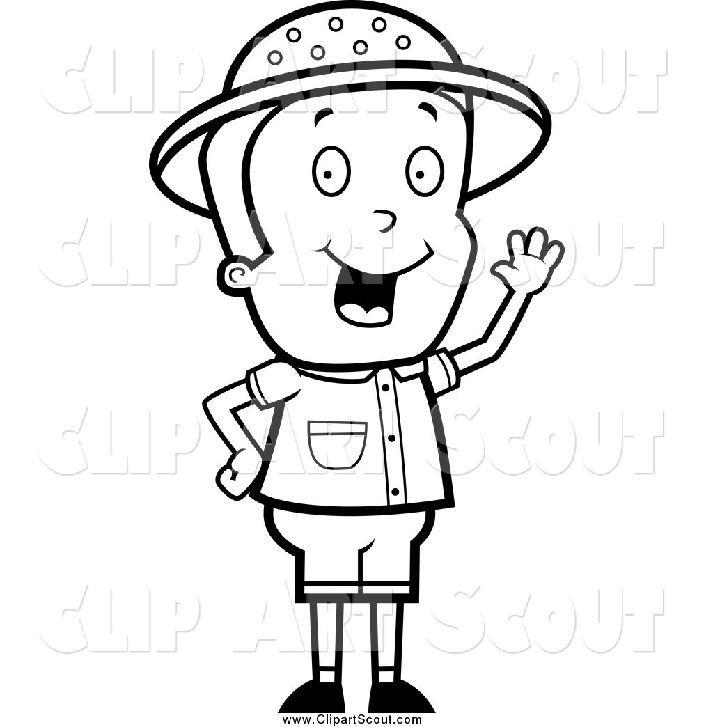1024x1044 Clipart Of A Black And White Safari Boy Waving By Cory Thoman