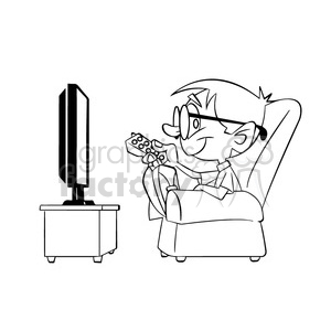 300x300 Royalty Free Black And White Image Of Boy Watching Tv Nino Con