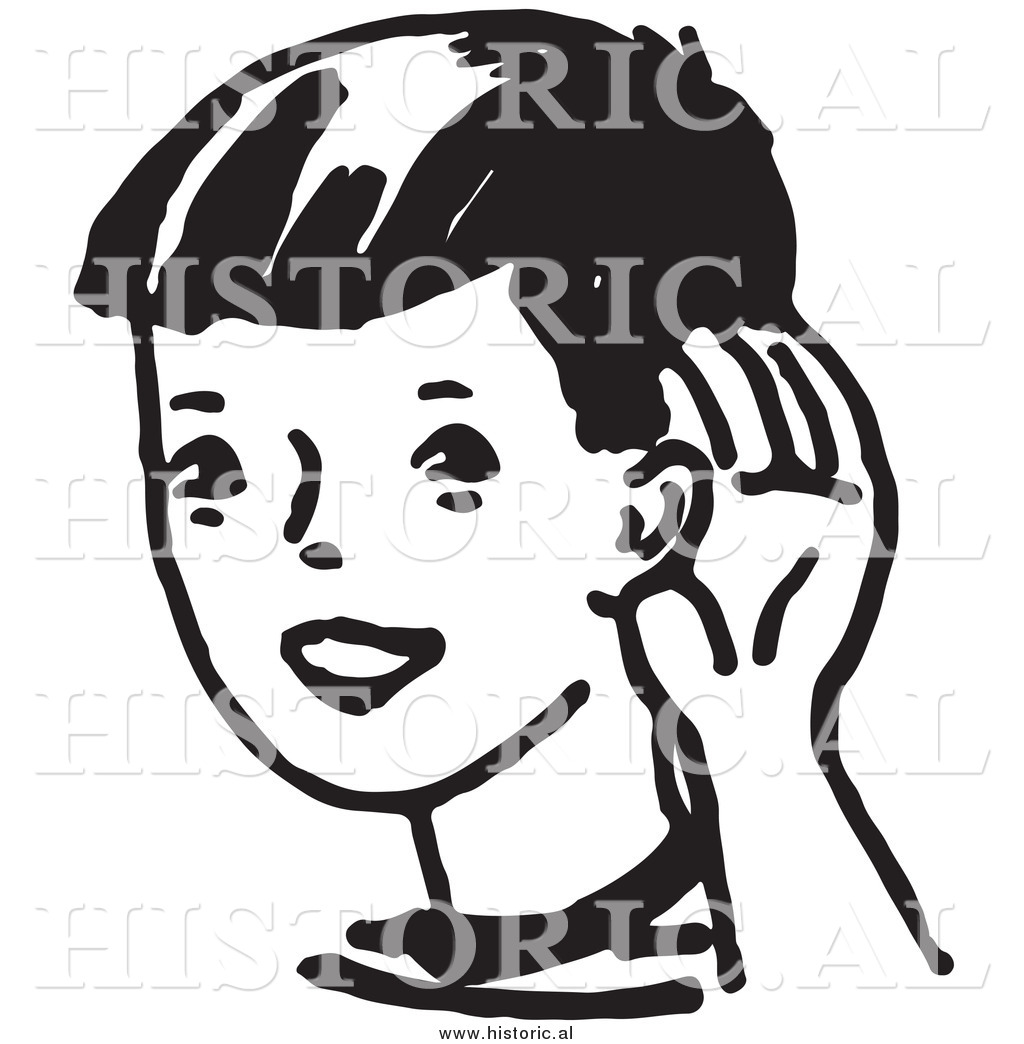 1024x1044 Clipart Of A Boy Cupping His Ear While Trying To Hear Something