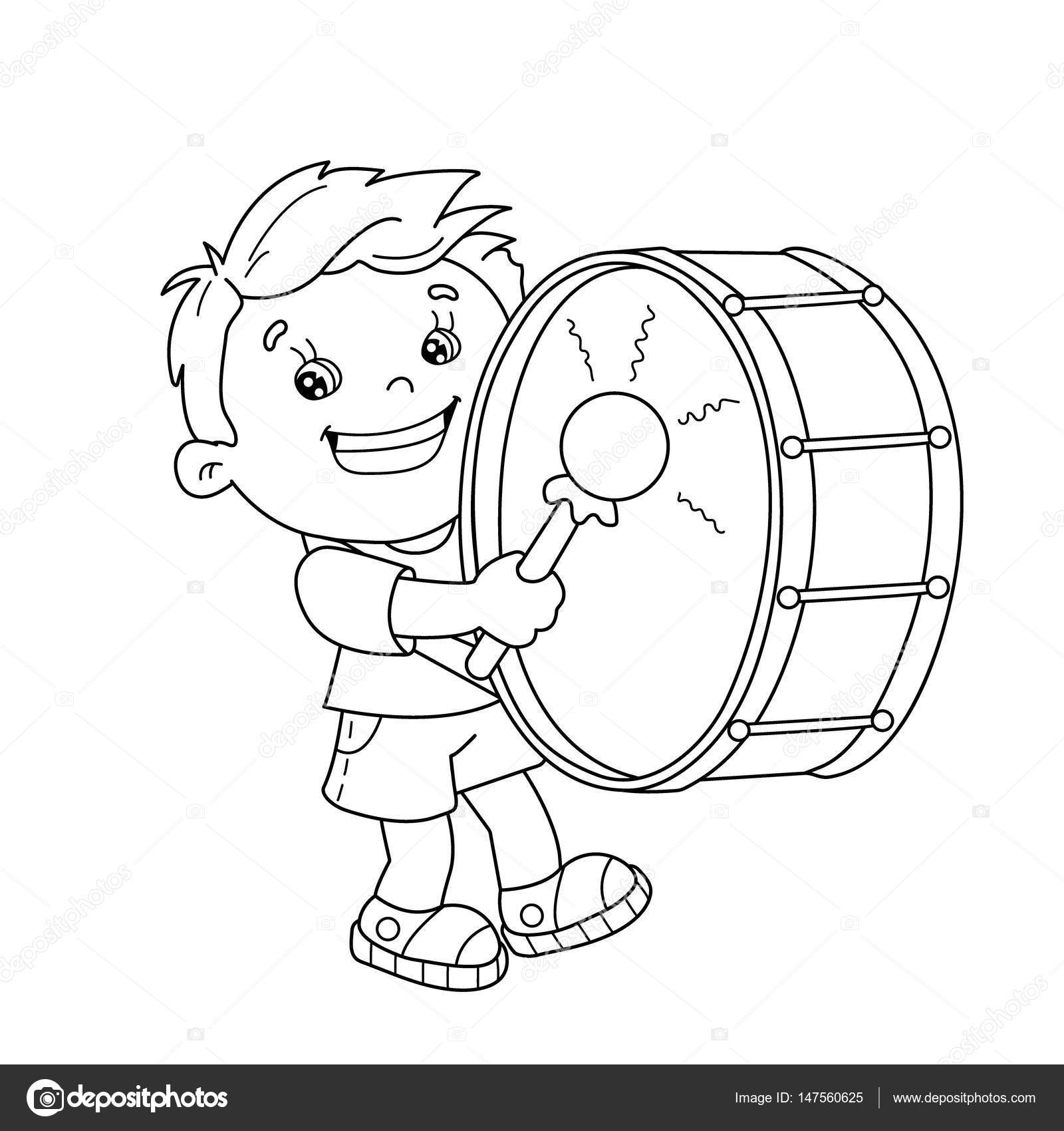 1600x1700 Coloring Page Outline Of Cartoon Boy Playing The Drum. Musical