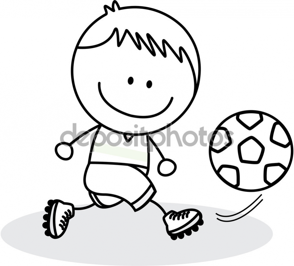 1024x926 Drawing Of A Boy Is Playing Football Drawing Image Playing