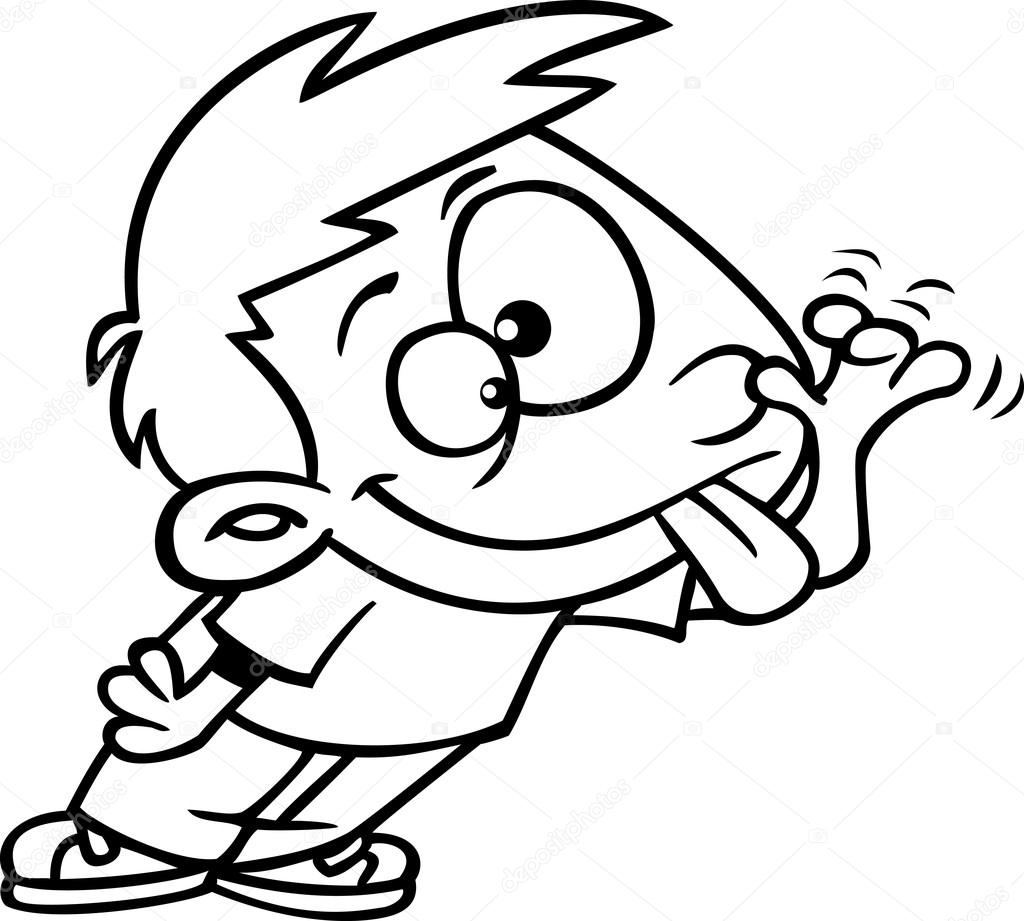 1024x921 Illustration Of An Outlined Boy Sticking His Tongue Out And Making