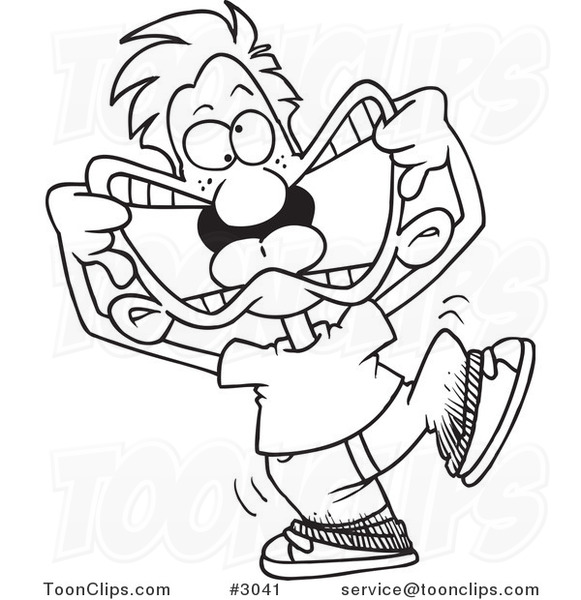 581x600 Cartoon Black And White Line Drawing Of An Arrogant Boy Making