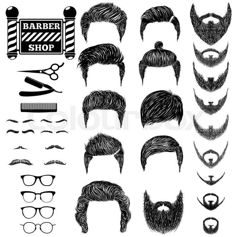 800x800 A Set Of Hand Drawn Of Mens Hairstyles, Beards And Mustaches