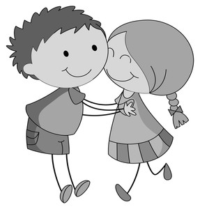 287x300 Boy And Girl Hugging And Kissing Illustration Royalty Free Stock