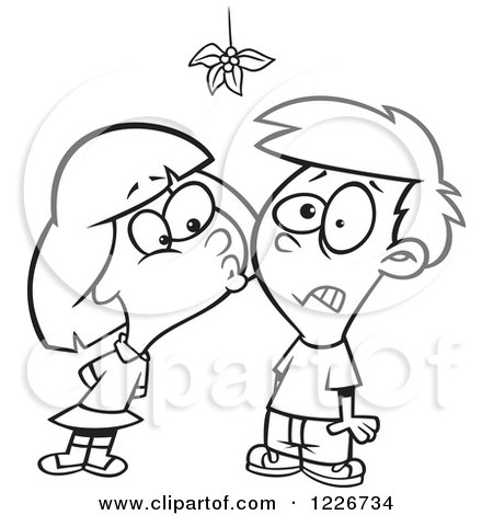 450x470 Clipart Of A Cartoon Black And White Woman Kissing A Man Under