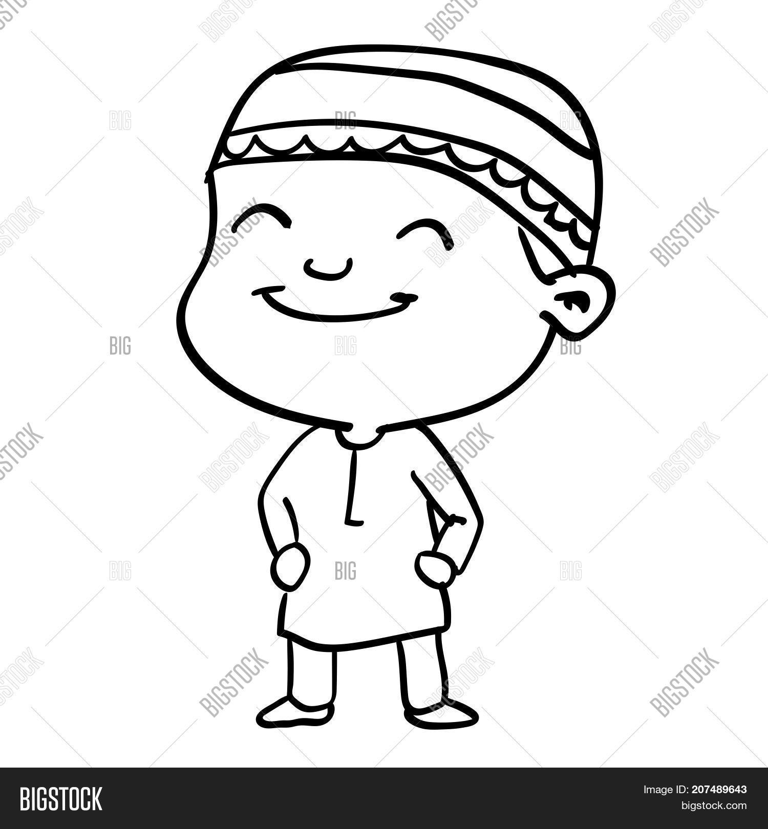 1500x1620 Hand Drawing Smiley Muslim Boy Vector Amp Photo Bigstock
