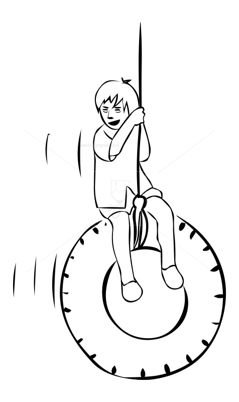 476x800 Boy Swinging Outline Drawing Free Vectors, Illustrations