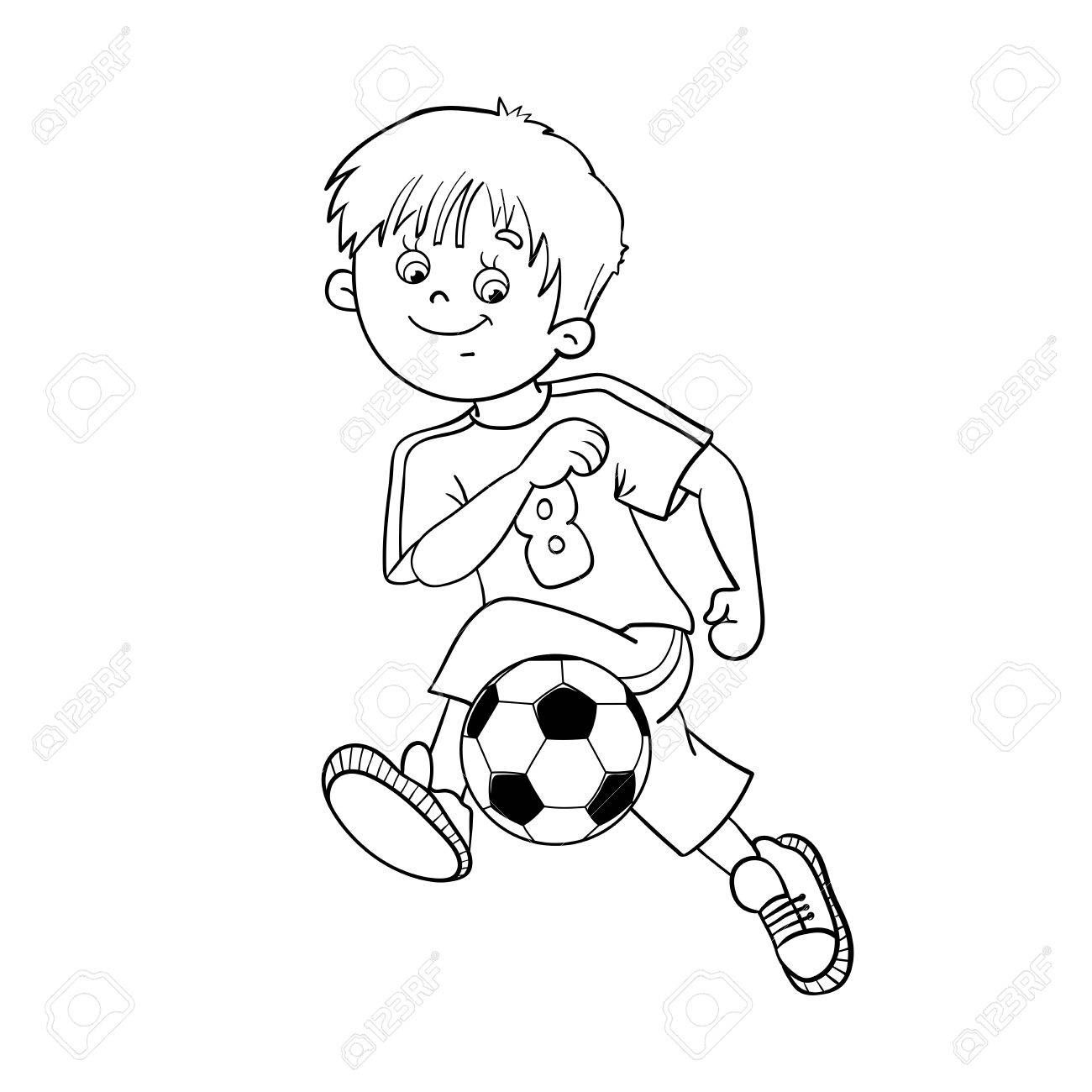 1300x1300 Coloring Page Outline Of A Soccer Boy Royalty Free Cliparts