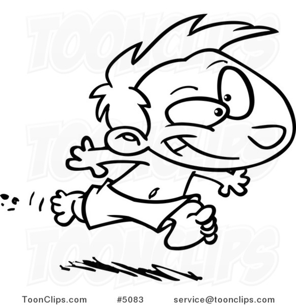 581x600 Cartoon Black And White Line Drawing Of A Boy Running To Swim