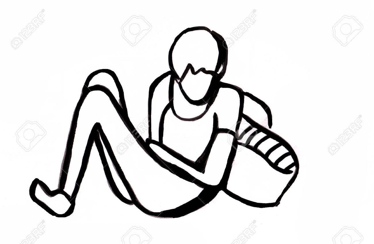 1300x849 Instant Sketch, Boy Sitting On Floor Stock Photo, Picture