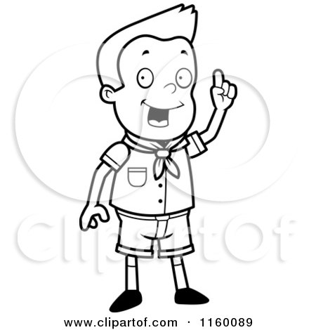 450x470 Black And White Scout Boy Standing And Holding Up A Finger Posters