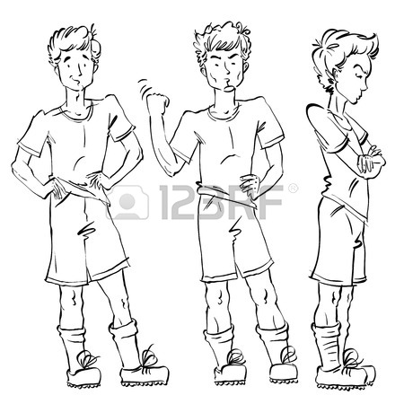 450x450 Vector Drawing Of A Red Haired Caucasian Boy, Cartoon Hand Drawn
