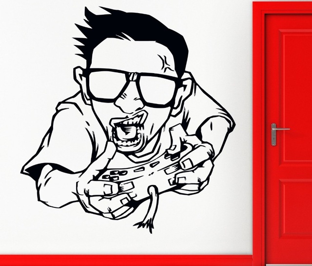 640x545 Gamer Vinyl Wall Decal Amer Video Games Xbox Playstation Boys Play