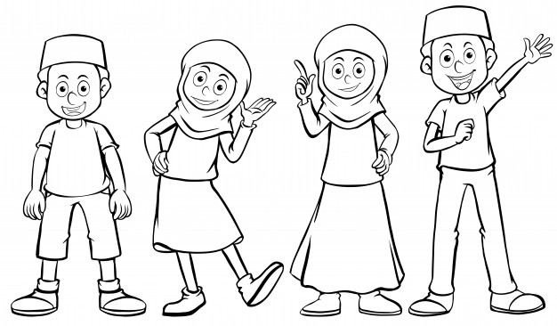 626x366 Muslim Boy And Girl With Happy Face Vector Free Download