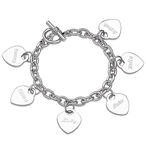 466x466 Engraved Hearts Name Charm 8 Bracelet