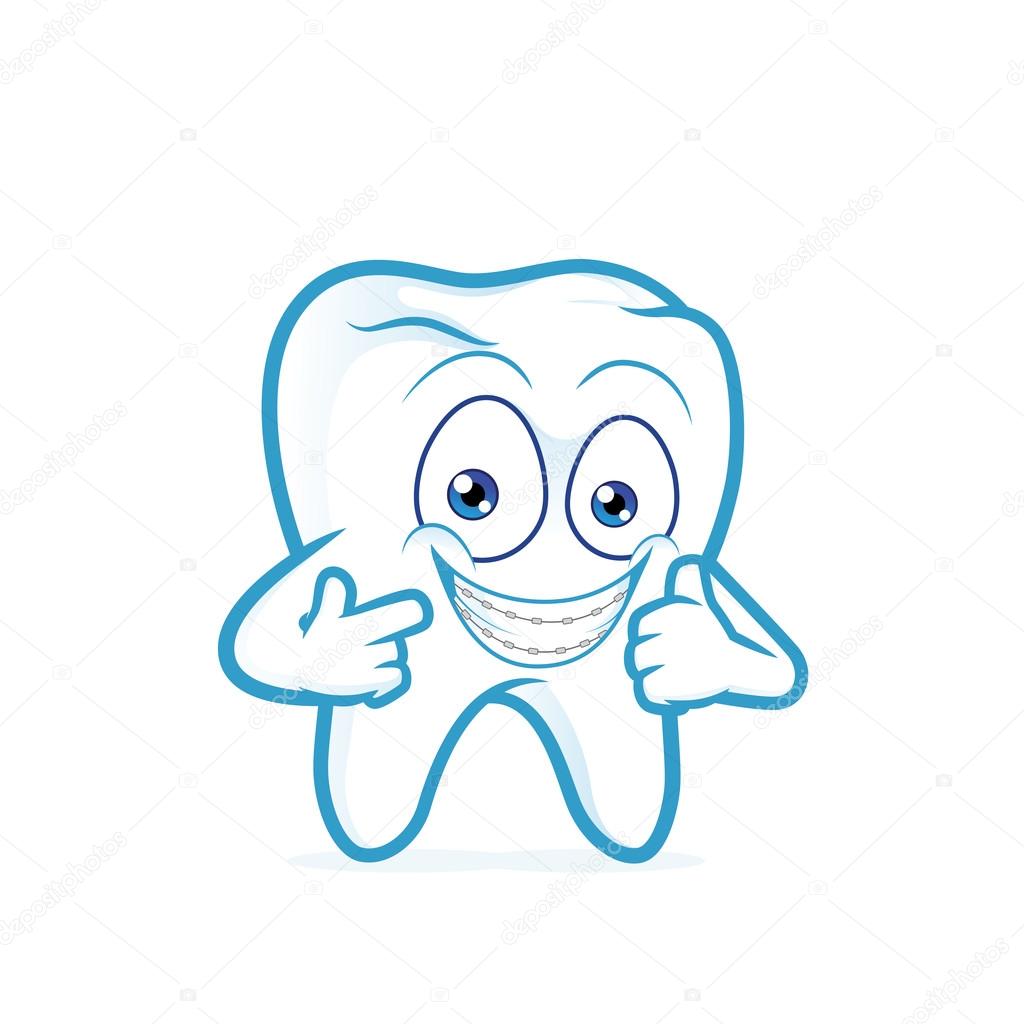 1024x1024 Tooth With Braces On Teeth Stock Vector Sundatoon