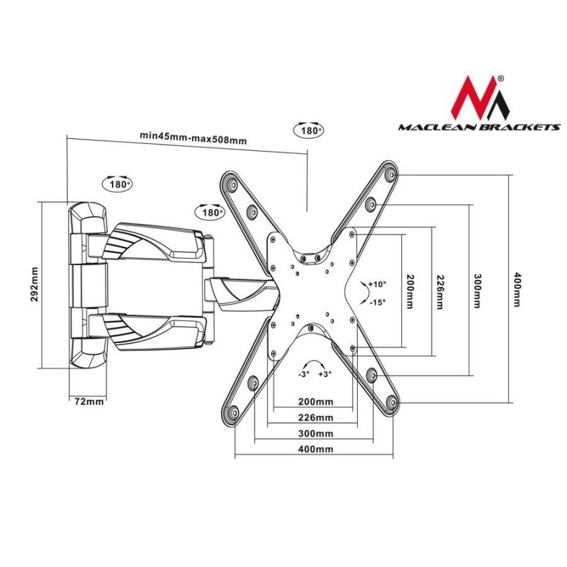 800x800 Maclean Mc 646 Adjustable Wall Mounted Tv Bracket For Curved