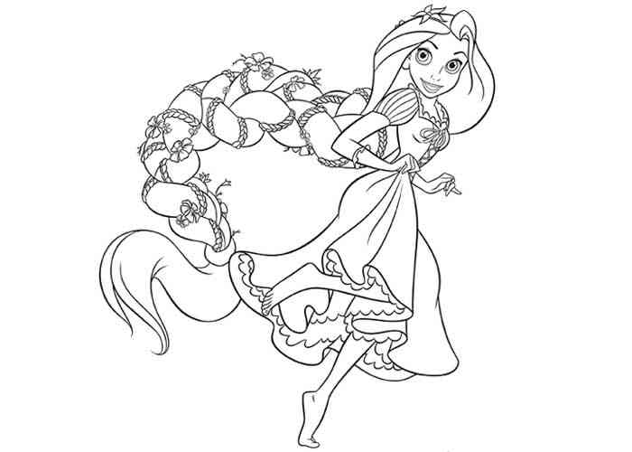 700x500 Rapunzel With The Braid Run Coloring Pages